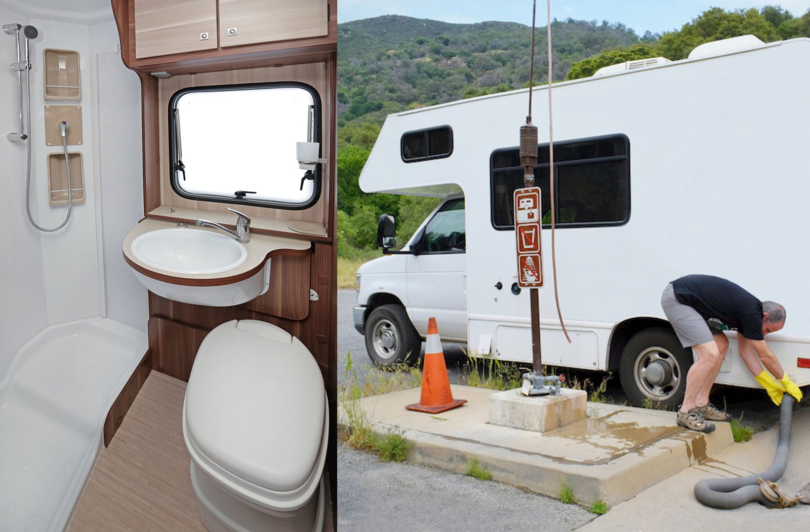 Portable RV/camper toilet and holding tank setup in Farmington, New Mexico